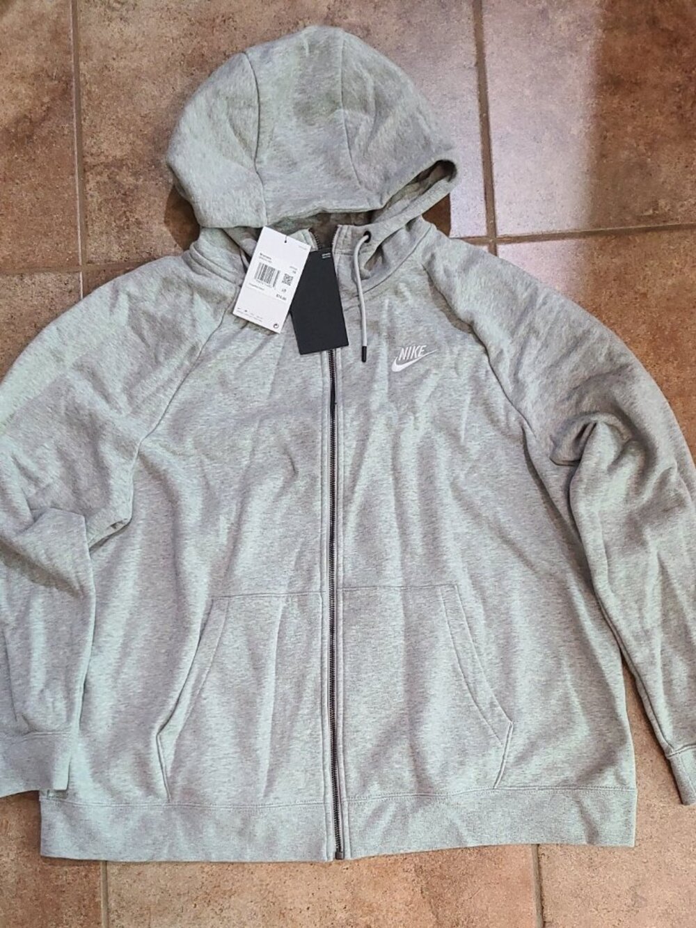 Nike Essential Fullzip Pullover Hoodie Long Sleeve Gray Women’s Plus 1X dr6234